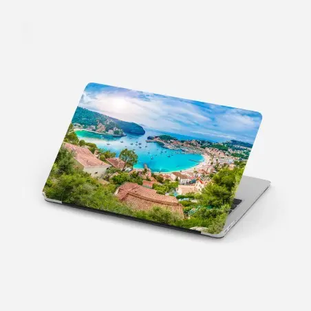 Laptop-Aufkleber sonnige panoramaaufnahme von Port de Soller – Pixers®