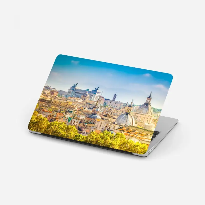Laptop-Aufkleber sonnige skyline von Rom mit kuppeln