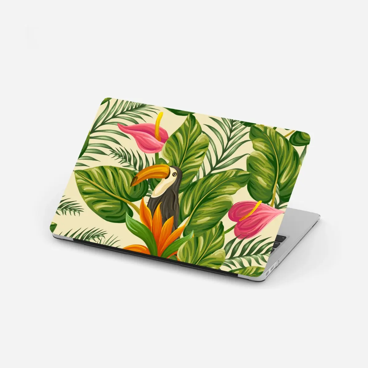 Laptop-Aufkleber tropisches botanisches muster mit tukan – Pixers®