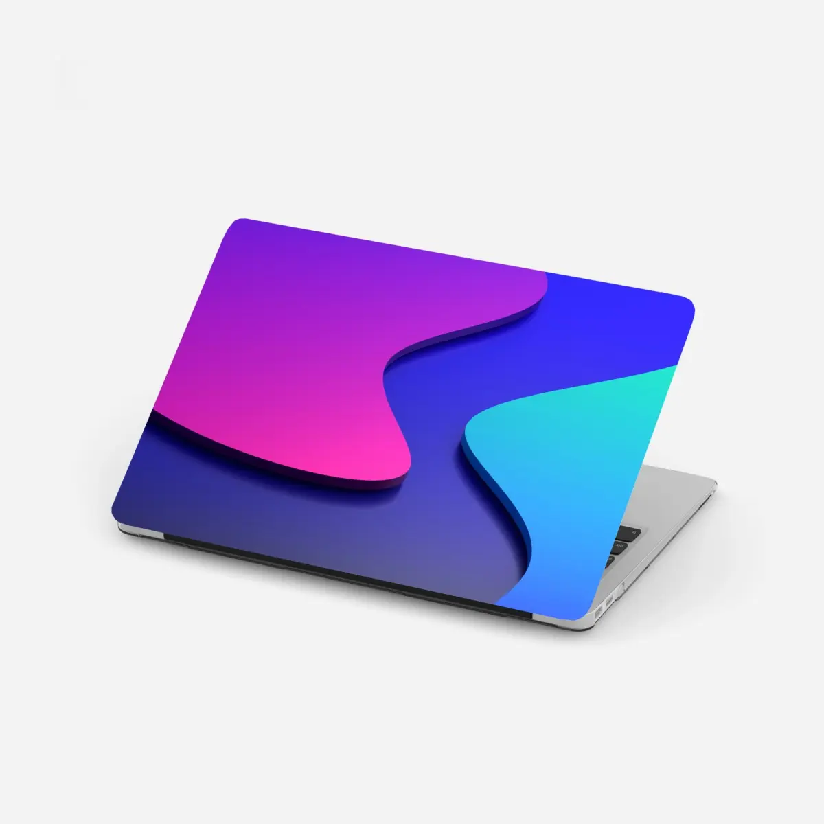 Laptop-Aufkleber leuchtende lila-blaue abstrakte 3d-formen – Pixers®