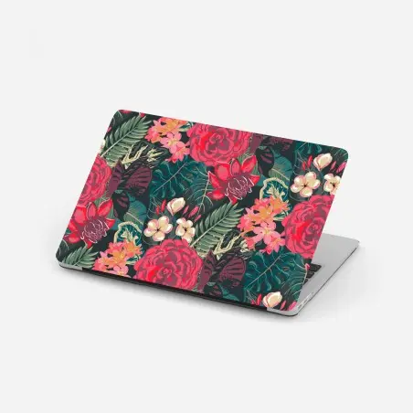 Laptop-Aufkleber tropisches blumenmuster in rosa und türkis – Pixers®