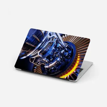 Laptop-Aufkleber nahaufnahme einer turbinenanlage in blau und orange – Pixers®