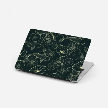 Laptop-Aufkleber handgezeichnetes koi- und lotusmuster – Pixers®