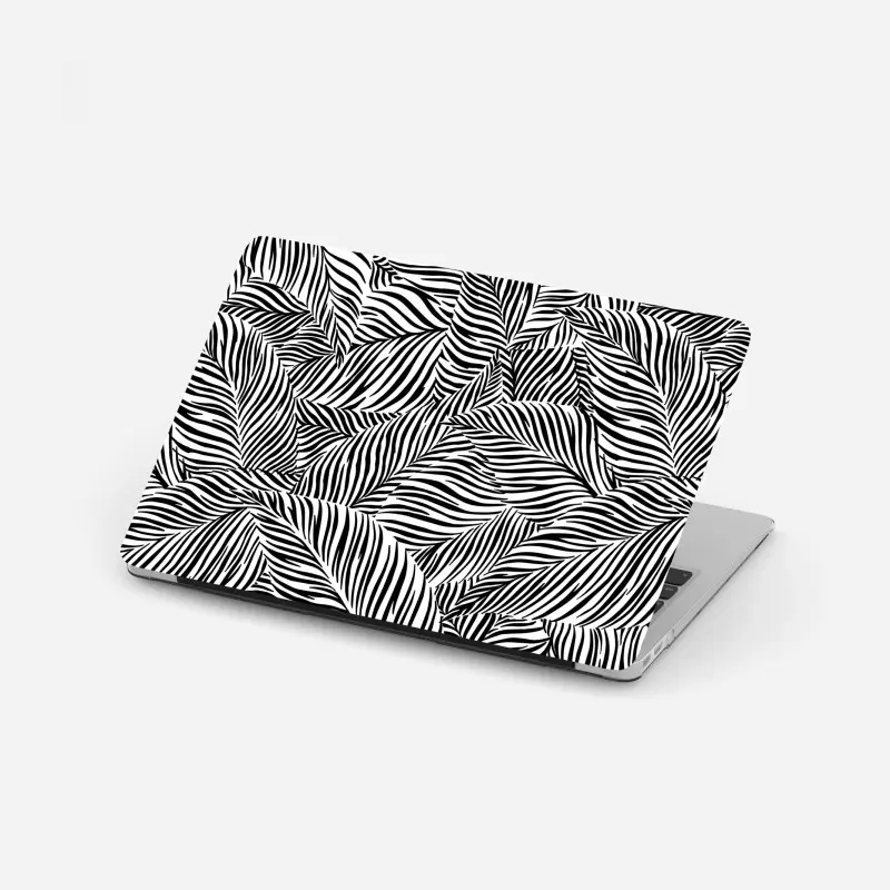 Laptop-Aufkleber monochromes tropisches blattmuster