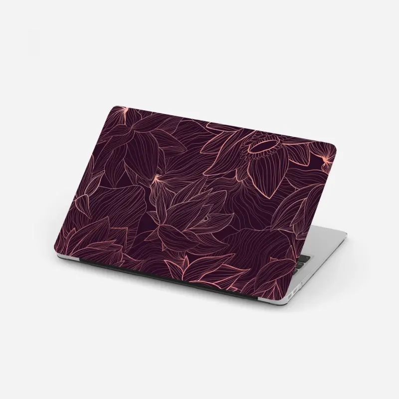 Laptop-Aufkleber elegantes rosa linienblumenmuster