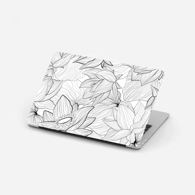 Laptop-Aufkleber zarte lotus-linienzeichnung