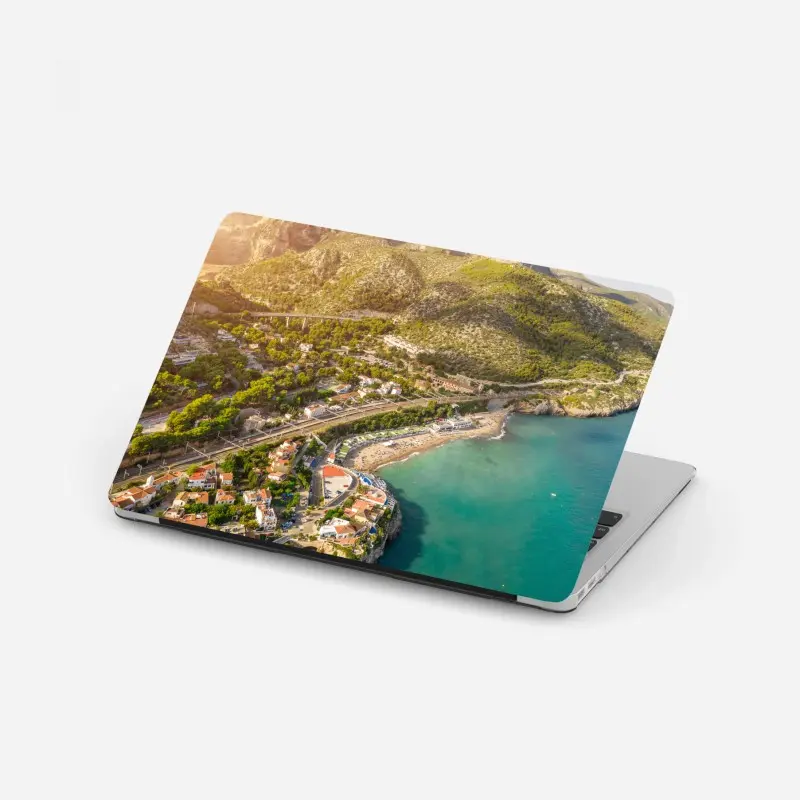 Laptop-Aufkleber türkise küstenlandschaft aus der vogelperspektive
