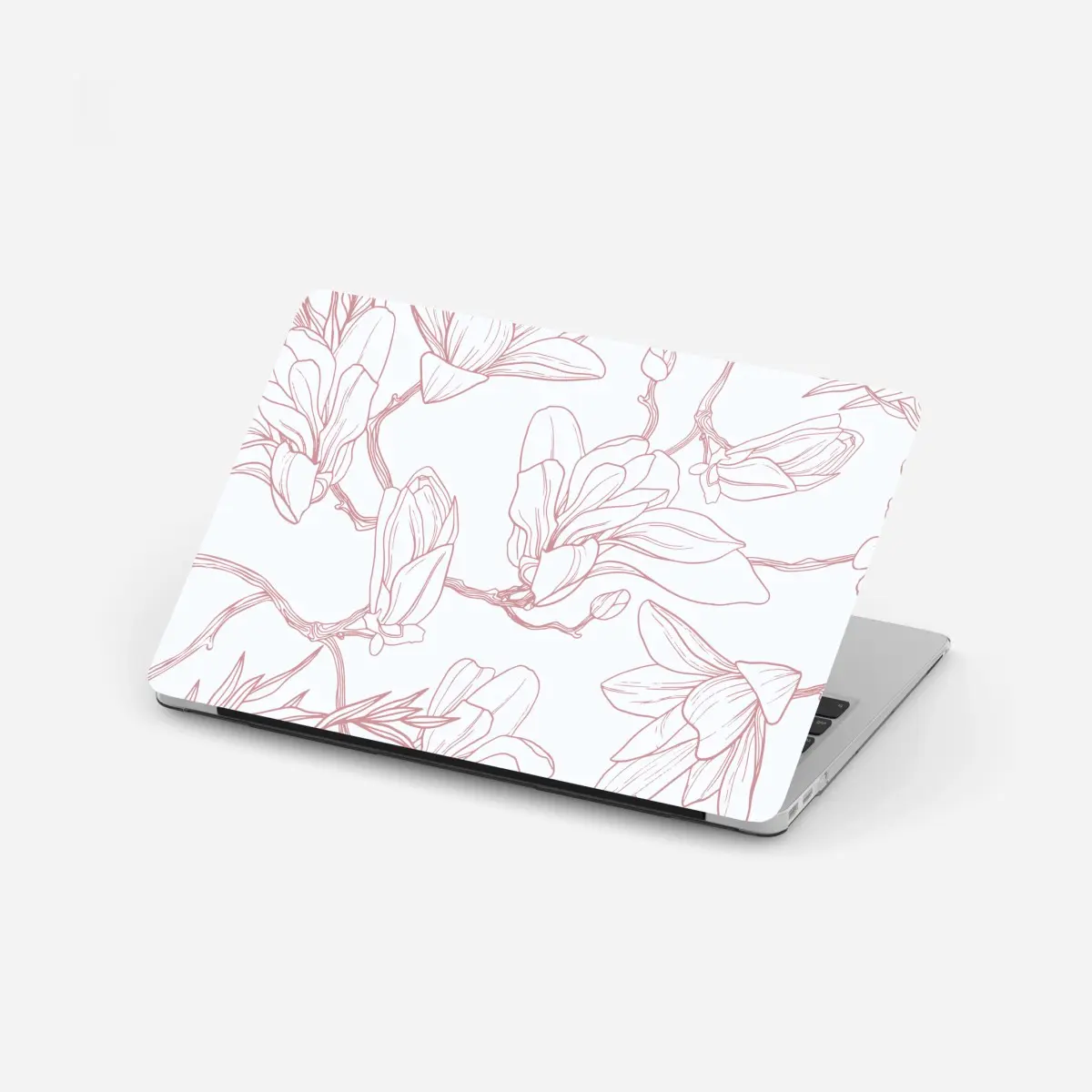 Laptop-Aufkleber zartes magnolienmuster in sanftem rosa – Pixers®