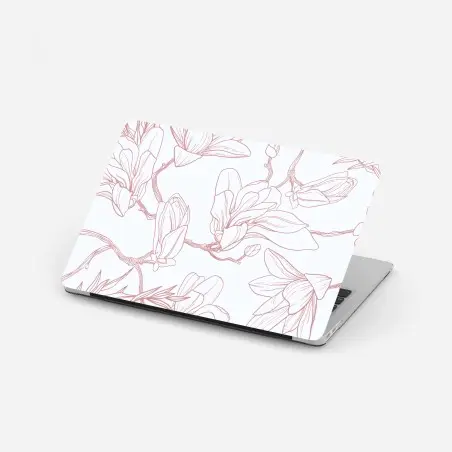 Laptop-Aufkleber zartes magnolienmuster in sanftem rosa – Pixers®