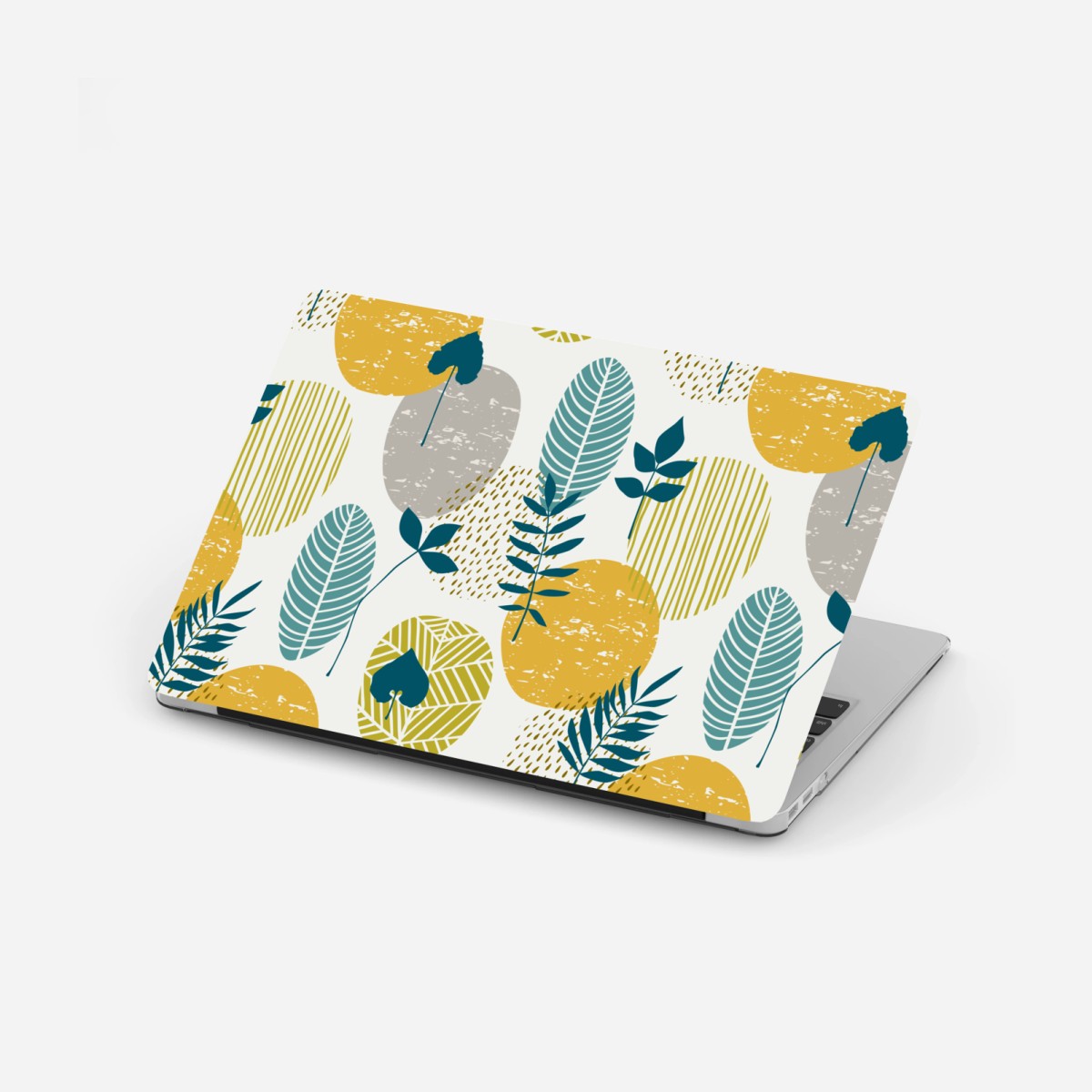 Laptop-Aufkleber türkis-senfgelbes botanisches muster – Pixers®