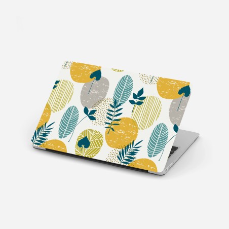Laptop-Aufkleber türkis-senfgelbes botanisches muster – Pixers®