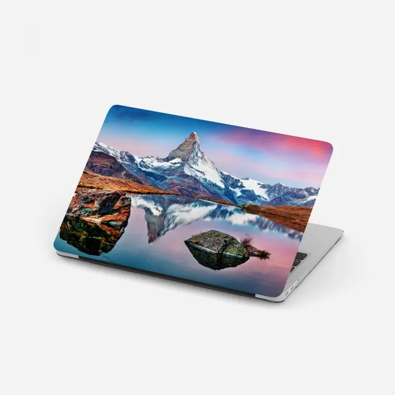 Laptop-Aufkleber spiegelung am Matterhorn bei sonnenaufgang