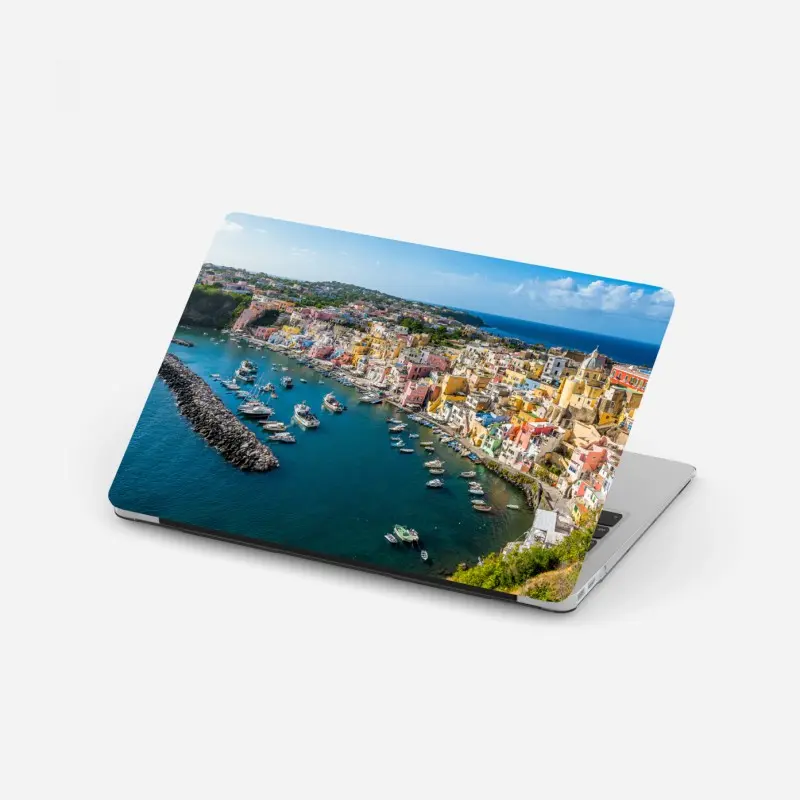 Laptop-Aufkleber bunte panoramaufnahme eines Mittelmeerhafens