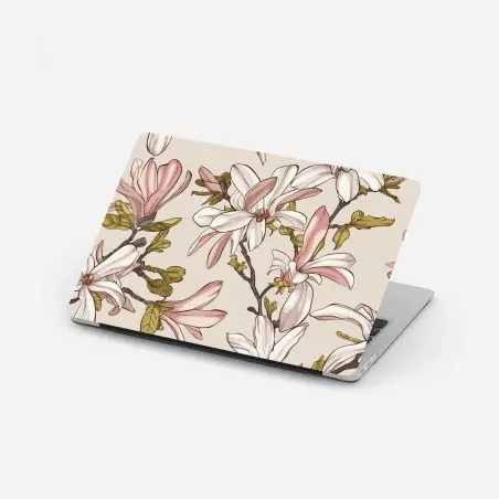 Laptop-Aufkleber pastell magnolien auf beigem grund – Pixers®