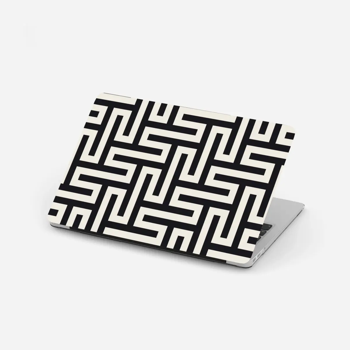Laptop-Aufkleber geometrisches labyrinthmuster in beige und schwarz – Pixers®