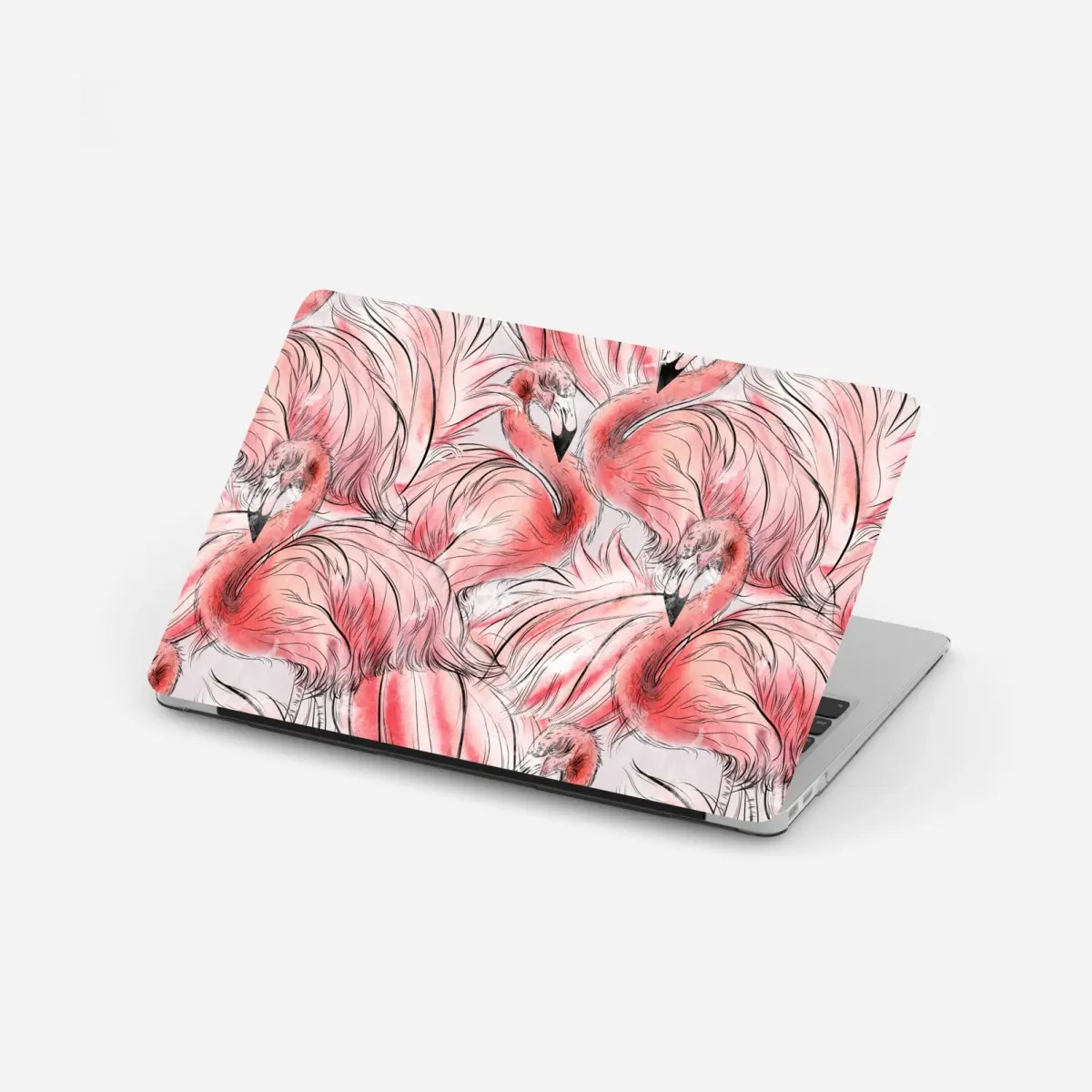 Laptop-Aufkleber aquarell flamingo nahtloses muster – Pixers®