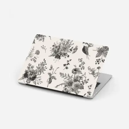 Laptop-Aufkleber klassisches schwarzweißes blumenmuster – Pixers®