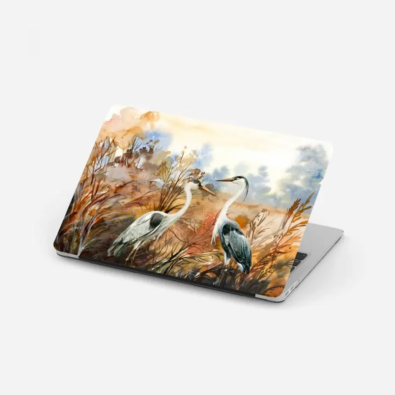 Laptop-Aufkleber zwei reiher im herbstlichen sumpf