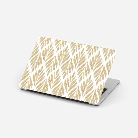 Laptop-Aufkleber goldenes blattmuster nahtloses design – Pixers®