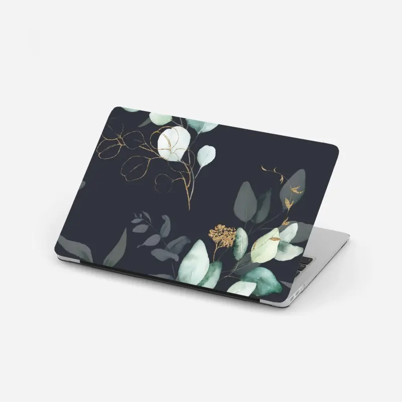 Laptop-Aufkleber eukalyptus aquarellblätter auf dunklem hintergrund