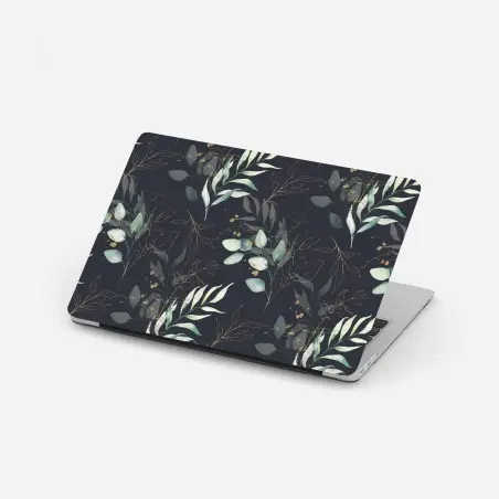 Laptop-Aufkleber aquarell eukalyptusblätter auf dunklem hintergrund – Pixers®