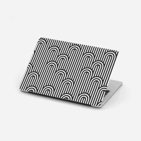 Laptop-Aufkleber schwarzweißes geometrisches streifenmuster – Pixers®