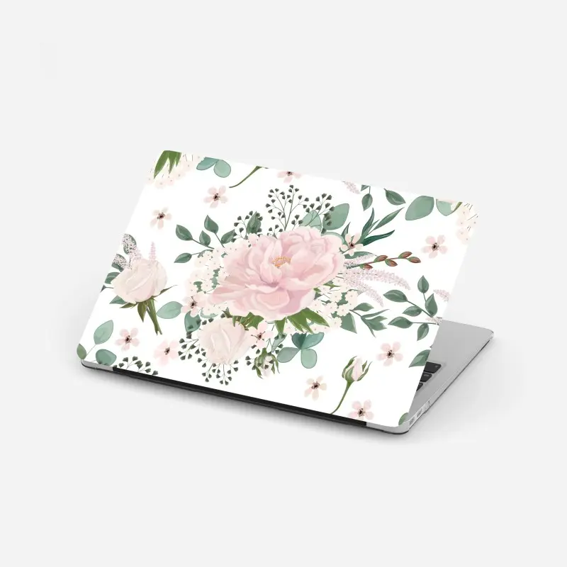 Laptop-Aufkleber zartes rosa pfingstrosenmuster