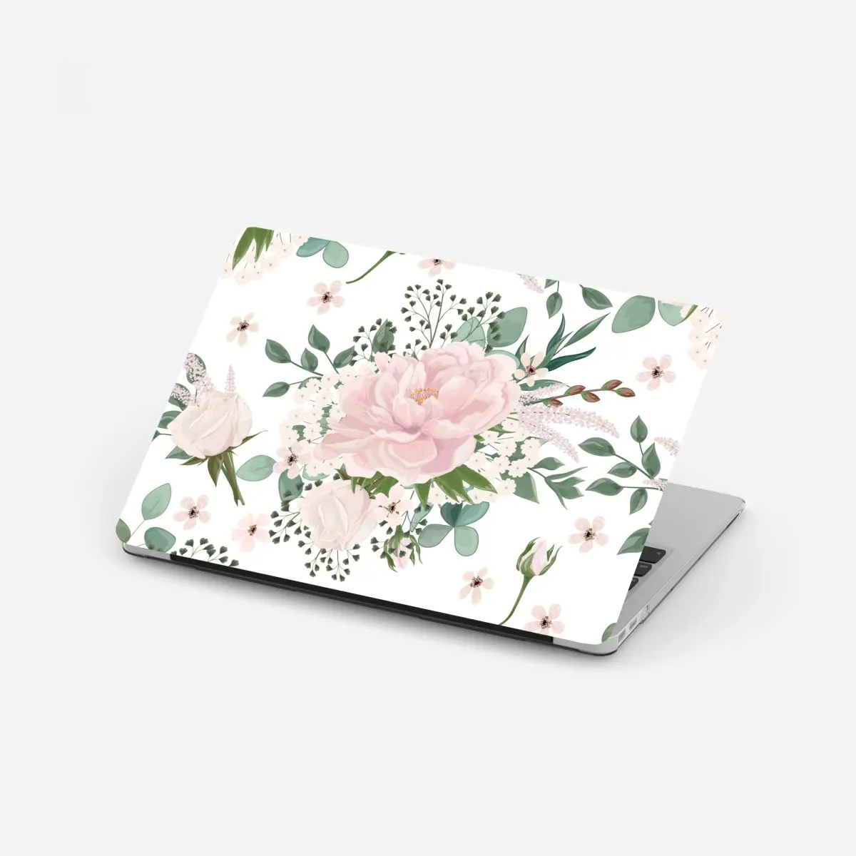 Laptop-Aufkleber zartes rosa pfingstrosenmuster – Pixers®