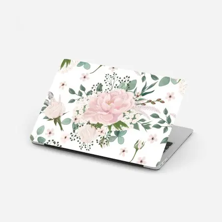 Laptop-Aufkleber zartes rosa pfingstrosenmuster – Pixers®