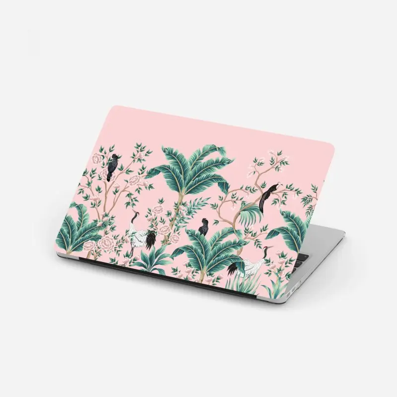 Laptop-Aufkleber pastell tropisches botanisches muster mit kranichen