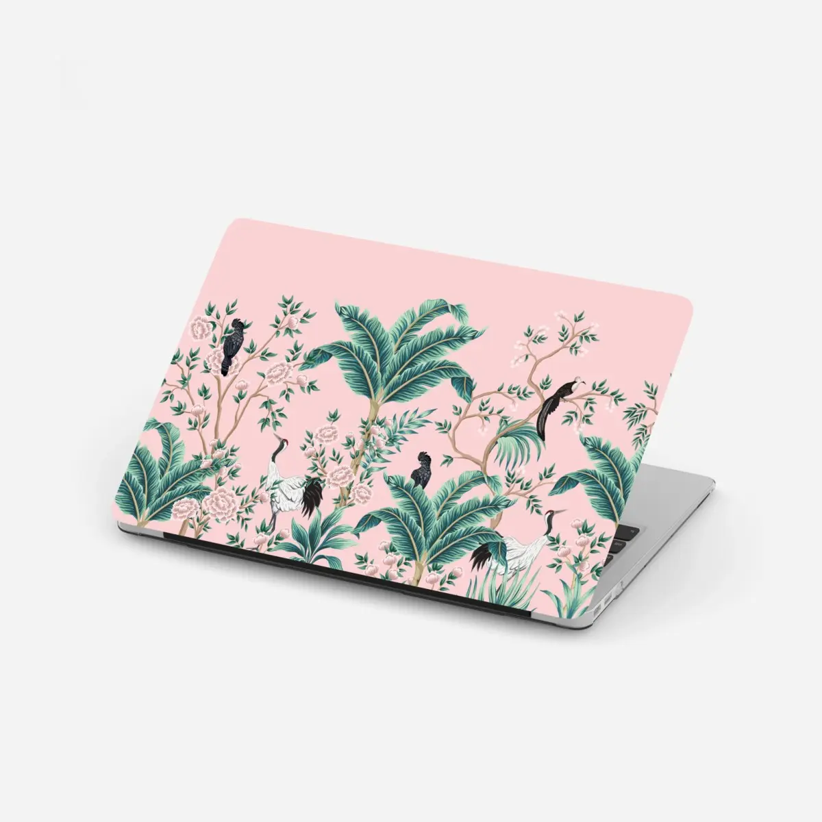 Laptop-Aufkleber pastell tropisches botanisches muster mit kranichen – Pixers®