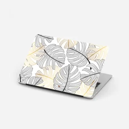 Laptop-Aufkleber monstera-blattmuster mit goldakzenten – Pixers®
