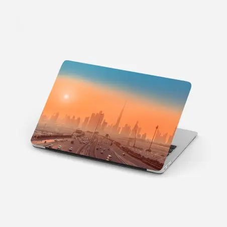 Laptop-Aufkleber Dubai skyline bei sonnenaufgang – Pixers®