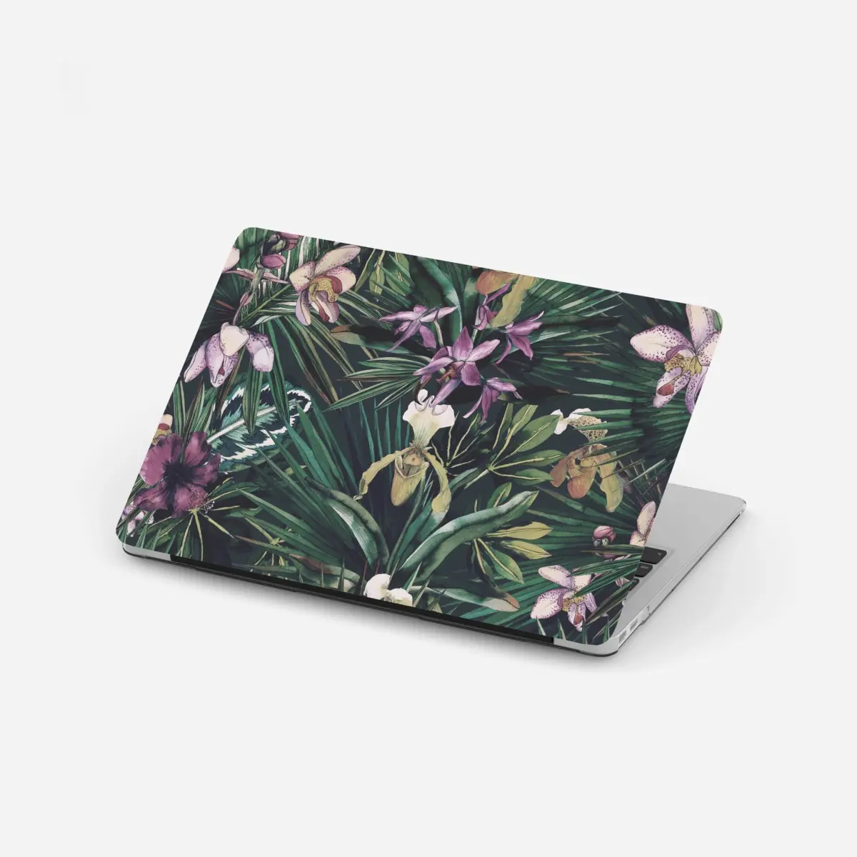 Laptop-Aufkleber tropische orchideen in aquarell und palmblättern – Pixers®