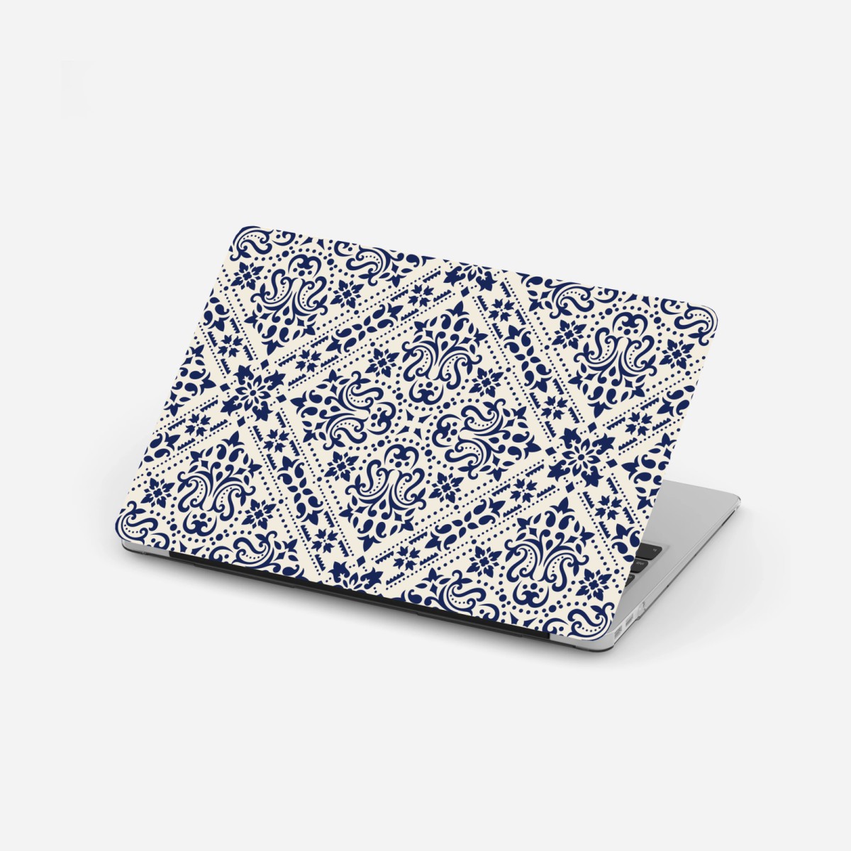 Laptop-Aufkleber marineblaues damast-fliesenmuster – Pixers®