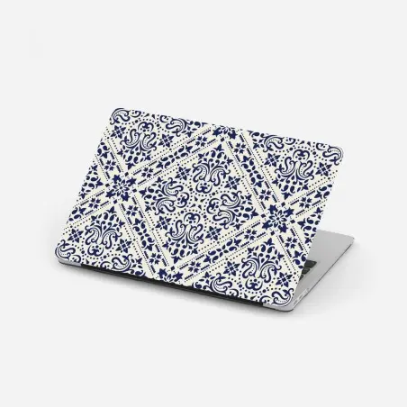 Laptop-Aufkleber marineblaues damast-fliesenmuster – Pixers®