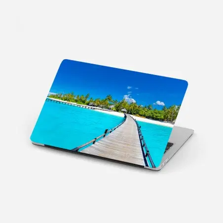 Laptop-Aufkleber tropischer türkiser strand – Pixers®