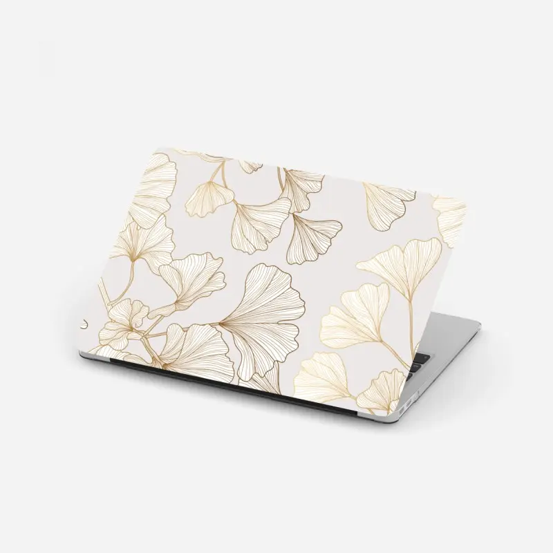 Laptop-Aufkleber feines goldenes ginkgo-blätter muster