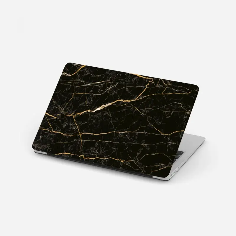 Laptop-Aufkleber schwarzer marmor mit goldenen adern
