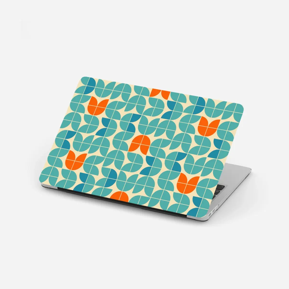 Laptop-Aufkleber retro geometrisches fliesenmuster in türkis und orange – Pixers®