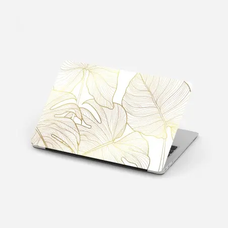 Laptop-Aufkleber goldene botanische blattzeichnung – Pixers®