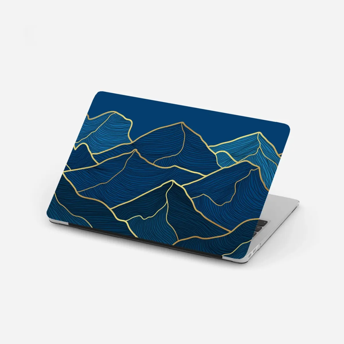 Laptop-Aufkleber goldene linien berglandschaft auf dunkelblauem hintergrund – Pixers®