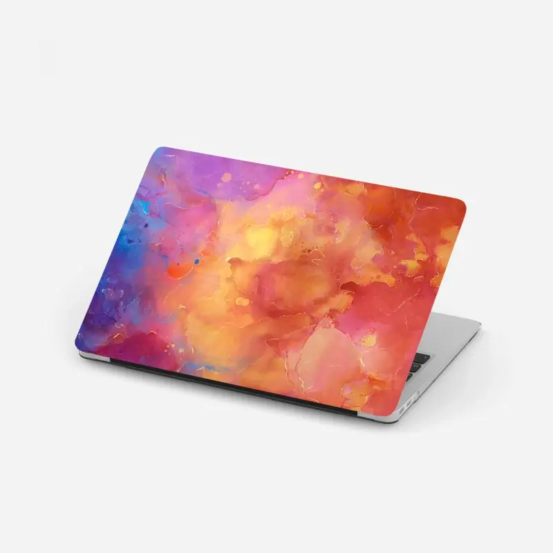 Laptop-Aufkleber lebhafte aquarell-abstraktion in warmen tönen
