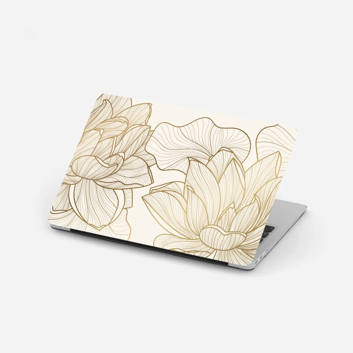 Laptop-Aufkleber elegante goldene linien blumenillustration – Pixers®