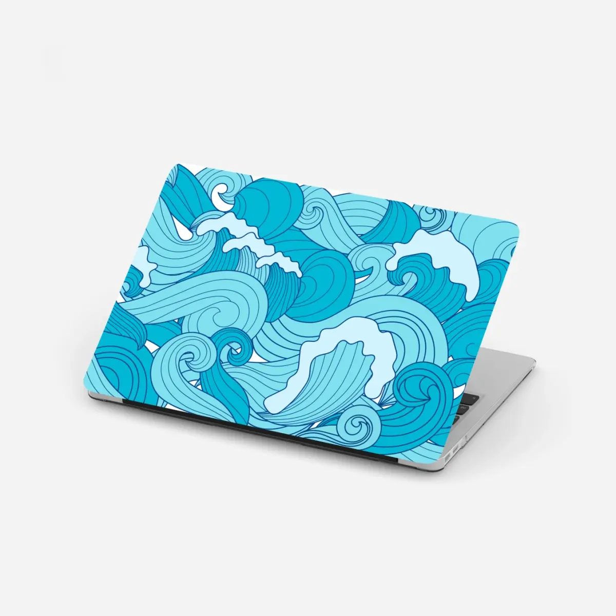 Laptop-Aufkleber blaue ozeanwellen illustration – Pixers®