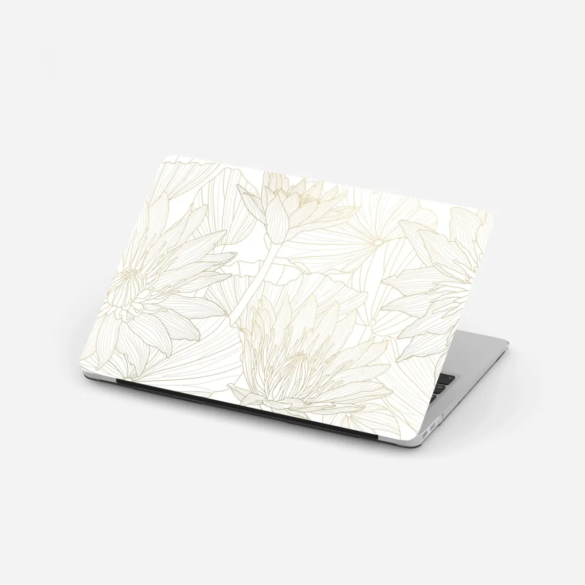 Laptop-Aufkleber zarte goldene blütenlinien – Pixers®