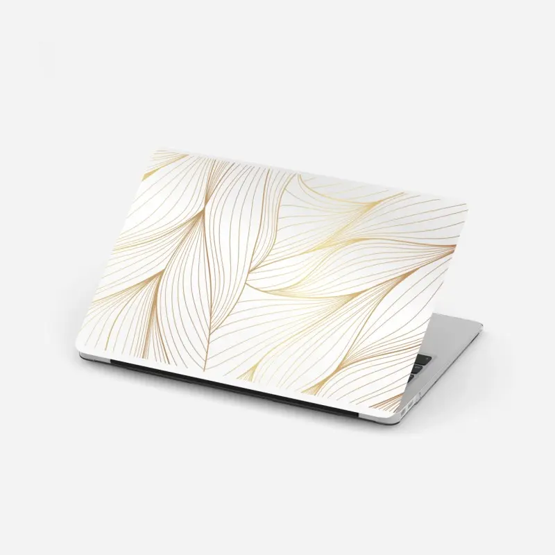 Laptop-Aufkleber goldene fließende linien abstraktes design