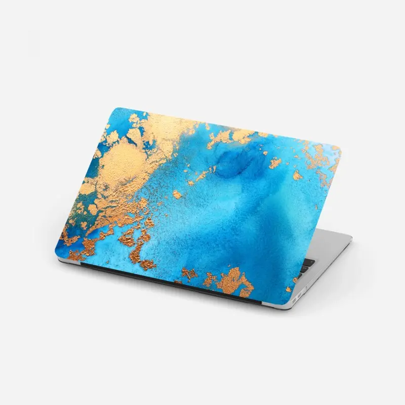 Laptop-Aufkleber blau-gold abstrakte ozeantextur