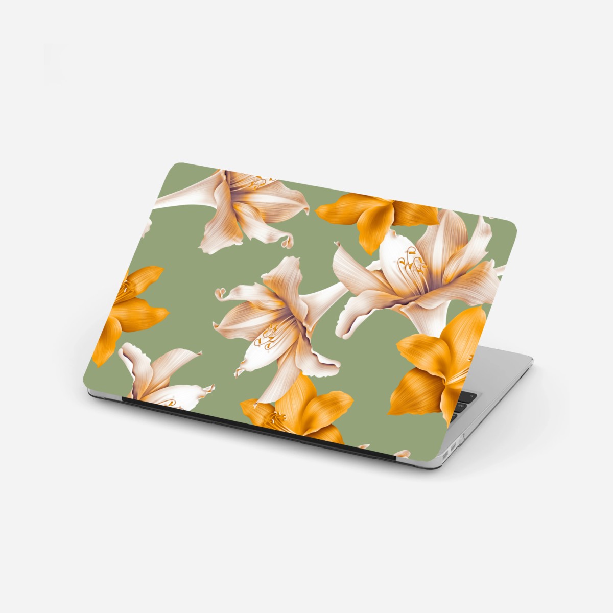 Laptop-Aufkleber goldene lilien botanisches muster – Pixers®