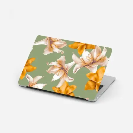 Laptop-Aufkleber goldene lilien botanisches muster – Pixers®